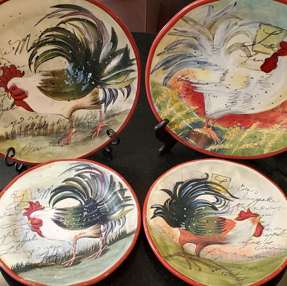 Susan Winget Rooster Plates,